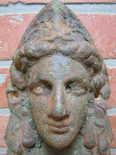 Load image into Gallery viewer, Antique Maidens Head Cast Iron Figural Architectural Salvage Hardware Element

