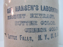 Load image into Gallery viewer, Antique HANSEN&#39;S LABORATORY Stoneware Jug Little Falls NY butter cheese color
