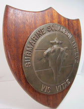 Load image into Gallery viewer, Old Brass SUBMARINE SQUADRON TWELVE Plaque VIS VITAE High Relief Naval Sign
