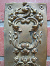 Load image into Gallery viewer, Antique Door Push Plate Ornate high relief Flowers Vines Scrollwork thin Brass
