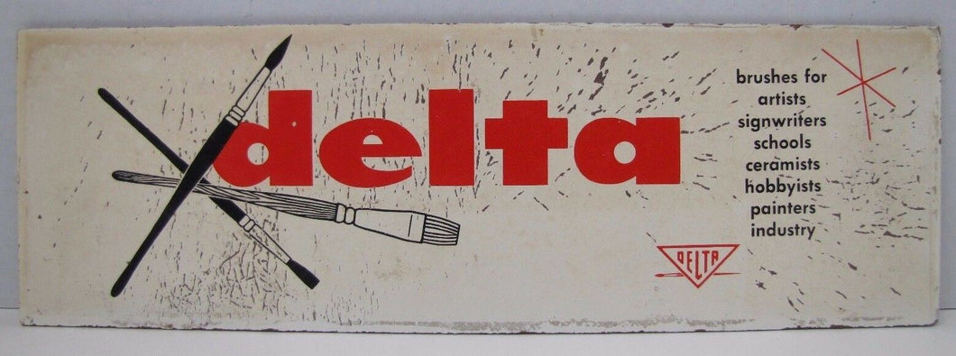 Orig DELTA BRUSHES Store Display Advertising Sign for Artists Signwriters etc