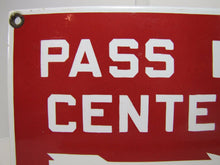 Load image into Gallery viewer, PASS IN CENTER Old Porcelain Right Pointing Arrow Industrial Shop Subway RR Sign
