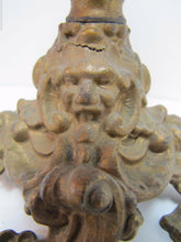 Load image into Gallery viewer, Victorian Miller Oil Lamp Scary Faces Cast Metal Gold Ornate Antique Light USA
