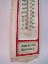 Load image into Gallery viewer, OLIN MATHIESON FARMERS COOP Old Thermometer Sign Ad FREDERICK MIDDLETOWN MO
