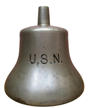 Load image into Gallery viewer, USN UNITED STATES NAVY Old BRASS NICKEL PLATED Retired Nautical Ships Boat Bell
