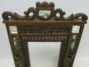 Folk Art Handmade Wood Frame Mirrors Candle Holders Small Tramp Decorative