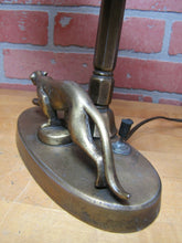 Load image into Gallery viewer, Art Deco Leopard Lamp Desk Student Light Figural Big Cat Prowling Brass Wash
