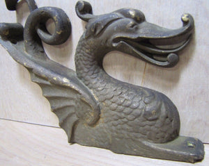 Antique Dragon Serpent Monster Brass Decorative Art Ornate Hardware Element