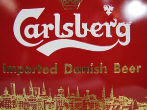 CARLSBERG IMPORTED DANISH BEER Orig Old Liquor Store Bar Ad Display Sign USA