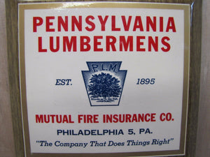 PENNSYLVANIA LUMBERMANS FIRE INS Co Old Ad Sign Calendar Permanent Reading Pa