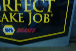 Orig NAPA BRAKES Sign 'home of the perfect brake job' auto gas oil Black Yellow