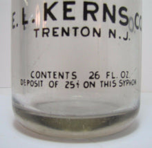 Load image into Gallery viewer, Old E L KERNS Co ELK Bottle TRENTON NJ 26oz Seltzer Chill Bottle Before Using

