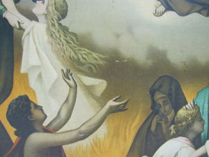 Antique Tin LItho Religious Spiritual Artwork Wonderful Early Ornate Litho Panel