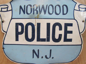 Old Retired Norwood Police N.J. Sign badge design thin metal New Jersey P.D. adv