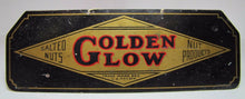 Load image into Gallery viewer, Antique GOLDEN GLOW Salted Nuts Nut Products Advertising Sign small tin peanuts

