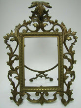 Load image into Gallery viewer, Antique 1890s Art Nouveau Decorative Arts Brass Frame Scrollwork Flowers Easel
