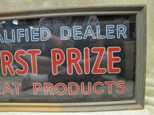 Orig 1950's FIRST PRIZE MEAT PRODUCTS Lighted Sign Tobin's Hot Dogs Deli Grocery