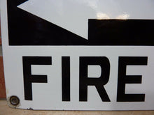 Load image into Gallery viewer, FIRE EXIT Orig Old Porcelain Sign Left Arrow Industrial Safety Gas Station Shop

