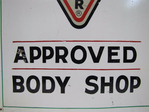 Orig Old MCA Motor Club America Approved Body Shop Sign gas oil auto advertising