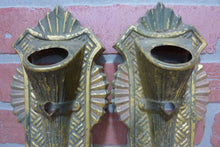 Load image into Gallery viewer, Antique Pair Brass Wall Sconce Light Covers ornate detail architectural hardware
