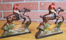 Load image into Gallery viewer, EQUESTRIAN HORSE RIDER LANDSCAPE Old Bookends Figural Cast Iron Detailed
