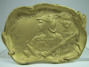 La Paix Par Le Droit Peace Through Law Ornate Antique Decorative Arts Tray