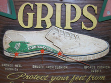 Load image into Gallery viewer, GRIPS CANVAS SNEAKERS BEACON FALLS RUBBER FOOTWEAR Old Shoe Store Ad Sign USA
