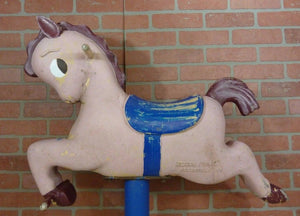 Old PONY CARNIVAL AMUSEMENT PARK RIDE Childs Fixed Roundabout Ride-On Numbered