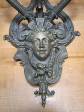 Load image into Gallery viewer, Vtg Brass Figural Head Lamp Light Large Wall Mount Sconce 3 Candle Lite Holder

