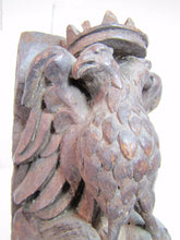 Load image into Gallery viewer, Antique Carved Wood Double Headed EAGLE DEVIL EVIL Man Head Hardware Element
