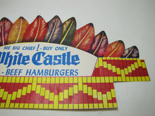 Load image into Gallery viewer, Orig WHITE CASTLE All-Beef HAMBURGERS Advertising Hat Feather Headdress NOS
