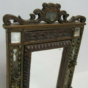 Folk Art Handmade Wood Frame Mirrors Candle Holders Small Tramp Decorative