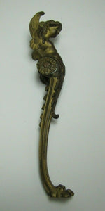 Antique 19c Bronze Winged Goddess Maiden Decorative Arts Ornate Hardware Element