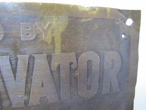 Antique SALEM ELEVATOR WORKS Brass Sign Salem Mass Architectural Hardware Plaque