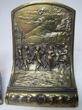 Load image into Gallery viewer, JENNING BROS Antique Bookends JB Village Scene Dancers Fine Ornate Detail
