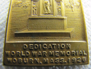 1926 WORLD WAR 1 MEMORIAL DEDICATION WOBURN MASS Pocket Watch FOB Medallion WW1