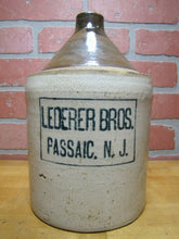 Load image into Gallery viewer, LEDERER BROS PASSAIC NEW JERSEY Antique Stoneware Jug Two Tone Top Handle
