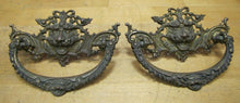 Load image into Gallery viewer, MONSTERS BEASTS Antique 19c Pair Bronze Pulls Ornate Victorian Hardware Elements
