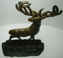 Load image into Gallery viewer, ELK STANDING ON ROCKS Antique Cast Iron Wildlife Doorstop Decorative Arts Statue
