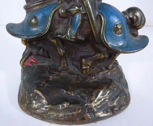 KNIGHT IN SHINING ARMOUR WARRIOR ON HORSEBACK Old Bookend Decorative Art Statue