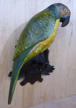 Load image into Gallery viewer, Folk Art Parrot Wooden Carved Decorative Art Bird Perched Mounted on Plaque
