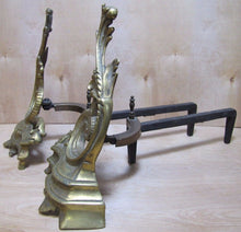 Load image into Gallery viewer, Old Andirons Brass Bronze Cast Iron Decorative Art Fire Dogs Fireplace Tools
