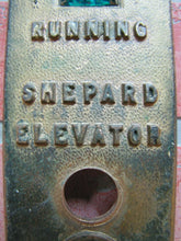 Load image into Gallery viewer, Old SHEPARD ELEVATOR CAR RUNNING Control Panel Button S Logo Bevel Edge Brass

