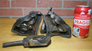 Old Industrial Bronze 4 piece FROG Figural Mold Figure Toy Paperweight Art