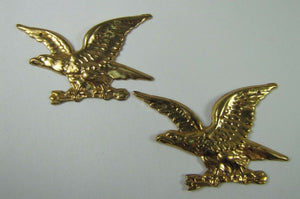 Old Brass EAGLES Decorative Ornamental Hardware Adornments Detailed Figural Pair