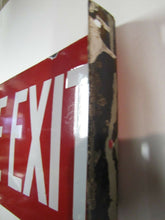 Load image into Gallery viewer, FIRE EXIT Orig Old Porcelain Double Sided Flange Sign Shop Building Industrial
