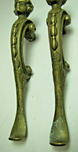 Antique Pair Figural Head Handle Pull Brass Architectural Hardware Elements