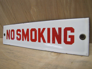 Old Porcelain NO SMOKING Sign Gas Station Industrial Safety Repair Shop Ad