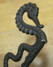 Load image into Gallery viewer, SeaHorse Serpent Antique 19c Bronze Hanger Bracket Hook Ornate Hardware Element
