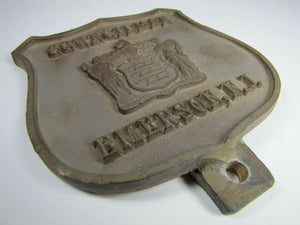 COUNCILMAN EMERSON NJ Old Brass Plaque License Plate Car Auto Badge Sign Ad